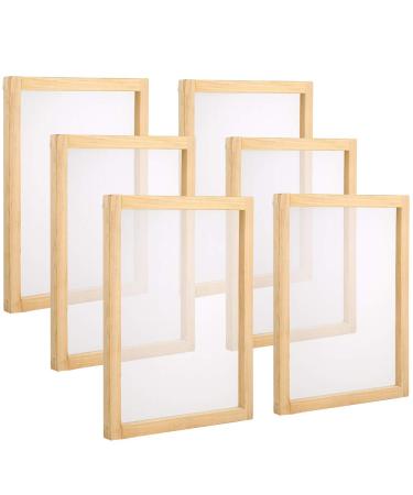 Pllieay 6 Pieces Wood Silk Screen Printing Frames 10 x 14inch with 110 White Mesh for Screen Printing 10 x 14 Inch