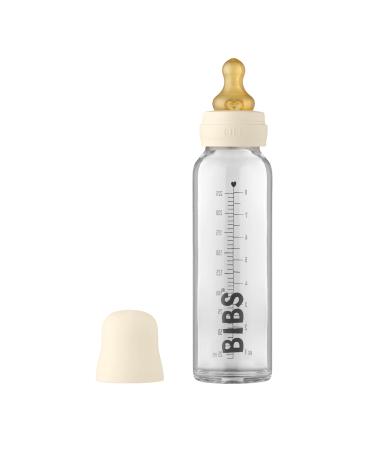 BIBS Baby Glass Bottle. Anti-Colic. Round Natural Rubber Latex Nipple. Supports Natural Breastfeeding  Complete Set - 225 ml  Ivory Complete Set Ivory