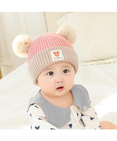 Clysburtuony Newborn Handmade Knitted Crochet Cap - Pink&Gray - 0-3 Months - Buy Online on SooperMarket.com