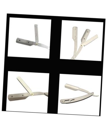 WOONEKY 2pcs Barber Shaving Tools Straight Razor Stainless Steel Mustache Scissors Manual Shaver Razor Blade Old Fashioned Yangjiang
