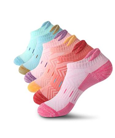 YOJOOM Ankle Socks for Women Athletic Running No Show Socks Cushioned Low Cut Hiking Sports Womens Sock 6 Pairs 6-8 Mixed 6 Color