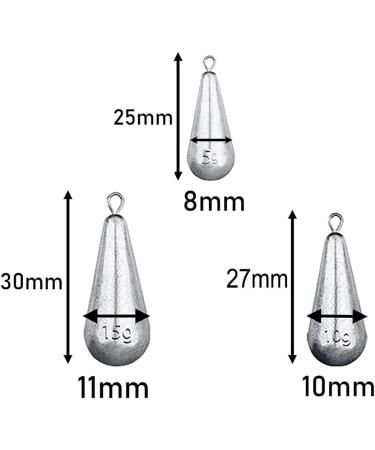 30 PCs Fishing Weights Kit - Multi-Size Shot Weights & Sinker Set for Outdoor Fishing (5g/10g/15g) - International Shipping Available - Buy Online on SooperMarket.com
