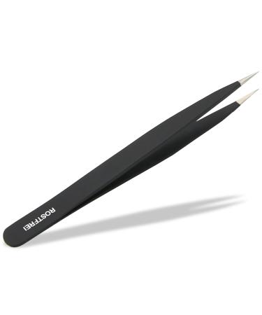 Pointed powder-coated plucking tweezers 12 cm stainless steel