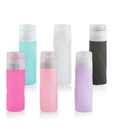 AUPTIG Silicone travel bottles 90 ml set 6PCS Travel Containers Portable Travel Containers Silicon Squeeze Bottles reusable for travel toiletries shampoo and conditioner