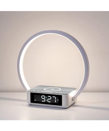 Wilit LED bedside lamp with charging function 10W light alarm clock Touch lamp Touch Dimmable with 3 brightness levels warm night light with 10W wireless charger for bedrooms gray 10W gray