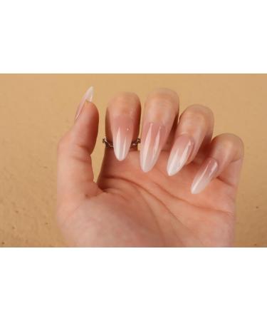 LADYING 24 Pcs Gel False Nails Short Almond French Tip Gradient White Fake Nails with Nail Glue - Women's Nail Art Kit - Buy Online on SooperMarket.com