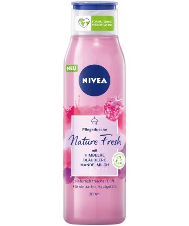 NIVEA Fresh Blends Raspberry (300 ml)  Raspberry Scented Environmentally Friendly Shower Gel  Fruity Shower Gel for Women  Vegan Shower Gel with Blueberry and Almond Milk Raspberry  Blueberry & Almond Milk