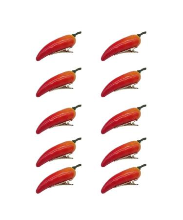 JSGHGDF Simulation Fruit Hairclip Set of 10 for Girl Carnivals Party Hair Pin Girl Women Cute Hair Clip Kids Dress Up Barrettes Red chili