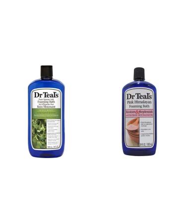 Dr Teal's Eucalyptus & Spearmint Foaming Bath (1000 Milliliter) + Dr Teal's Pink Himalayan Foaming Bath (1000 Milliliter) Foaming Bath + Pink Himalayan