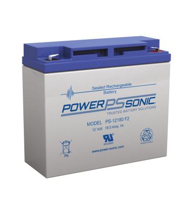 Power Sonic PS-12180 Rechargeable Sealed Lead Acid Battery 12V 18AH for General Purpose Medical Emergency Lighting Fire and Security with NB2 Terminals