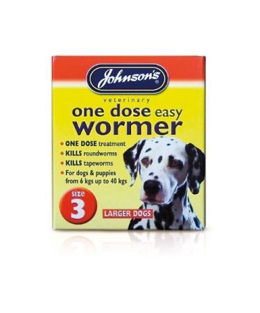 Johnson's EASY DOSE WORMER SIZE 3 (LARGE DOG) 3 TABLETS PER PACK 1 3 OR 6 PACKS (1 PACK)