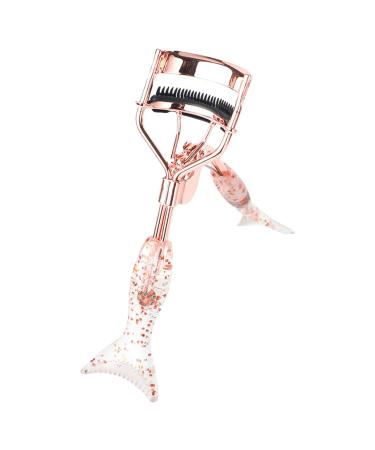 Eyelash Curlers for Makeup | Fish Tail Shape Small Lash Curler with Comb Teeth Ergonomic Eyelash Tools Beautiful Portable Makeup Supplies for Eye-Opening Lifted Lashes A4 Electroplated Rose Gold With Black Comb Rose Go