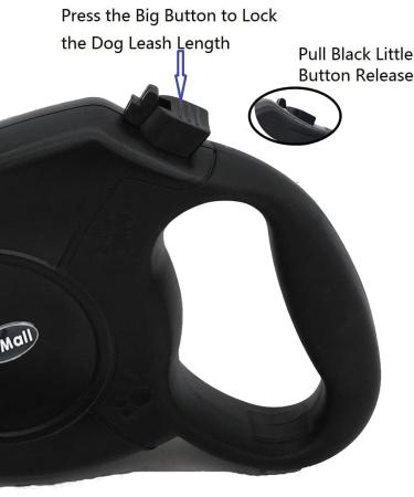 Retractable Dog Leads 26ft Pet Adjustable Leash for Small Medium Large Dogs Up to 49.8Kg (Black) - Buy Online on SooperMarket.com