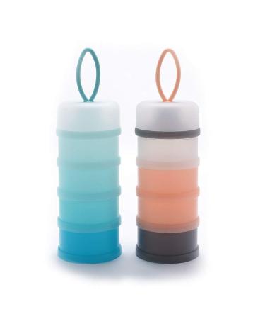 Queta 2pcs Baby Milk Powder Dispenser 480ml Twist-Lock Stackable On-The-Go BPA Free Milk Powder Dispenser & Snack Storage Container/Grain/Food/Fruit/Snacks