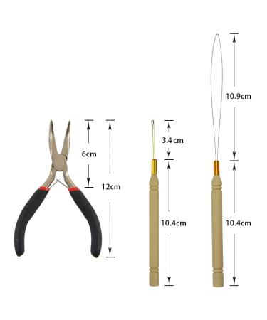 Black Hair Extensions Tool Kit with Pliers, Pulling Hook, and 500 Micro Links Rings Beads - Black Hair Pliers Included - Buy Online on SooperMarket.com