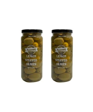 Sanniti Lemon Stuffed Olives, Net Weight 16 oz - Drained Weight 10 oz (Pack of 2)