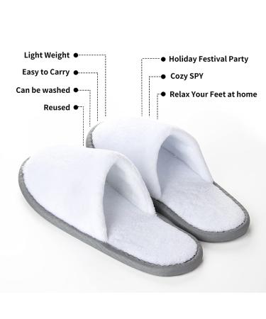 Spa Slippers Closed Toe - 12 Pairs Disposable Hotel Indoor Fluffy Coral Fleece - White 12 Pair Pack - Buy Online on SooperMarket.com