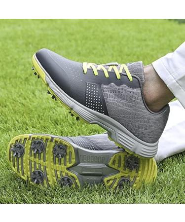 THESTRON Men Golf Shoes: Mesh Breathable Walking Sport Sneakers with 7 Spikes - Grey - Buy Online on SooperMarket.com