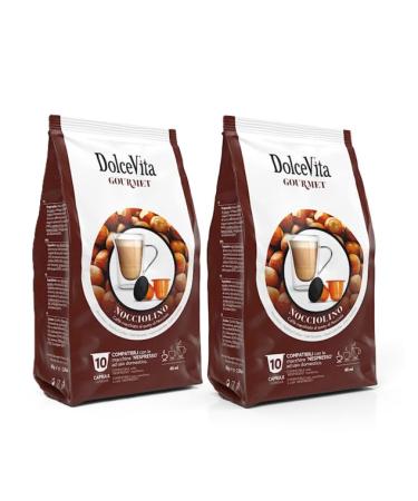 Dolce Vita Nespresso Compatible Pods Italian Hazelnut Coffee. Fusion of Rich Nutty Bliss and Classic Latte Flavour. Your Perfect Afternoon Escape! 20 capsules