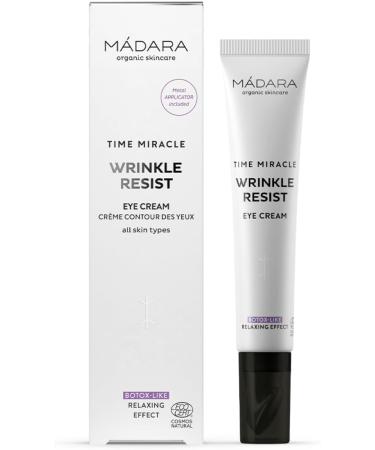 MADARA Organic Skin Care TIME MIRACLE Wrinkle Resist Eye Cream Hydrating Firming Anti-Aging Eye Cream with Hyaluronic Acid & Birch Water Reduces Wrinkles & Fine Lines 20ml - Buy Online on SooperMarket.com