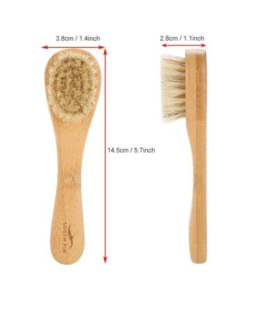 Natural Soft Bristle Face Cleansing and Exfoliating Brush - Wood Handle Facial Scrubber for Men and Women - Buy Online on SooperMarket.com