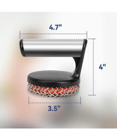 GIISH Cast Iron Scrubber with Handle Stainless Steel Chainmail Cleaner for Pans and Skillets - Cast Iron Cookware Ovens Easy Install Easy to Use - Buy Online on SooperMarket.com