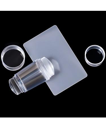 Sularpek Silicone Jelly Stamper 1 Piece Double Sided Transparent Nail Art Stamper with Scraper for Nails Manicure Tools