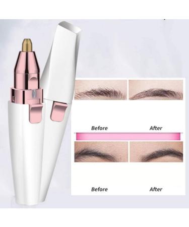 Eyebrow Trimmer & USB Rechargeable Facial Hair Remover - 2 in 1 with 3D Floating Shaver Net & LED Light for Perfect Eyebrows - Buy Online on SooperMarket.com