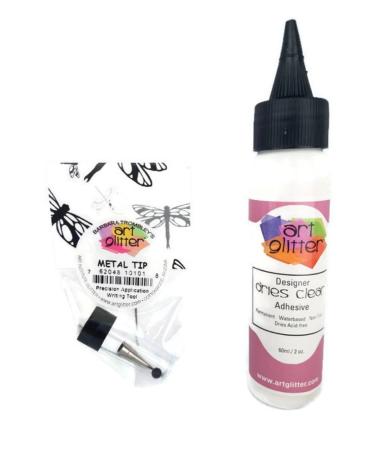 Art Glitter Glue Designer Dries Clear Adhesive 2 oz with Ultra Fine Metal Tip 1