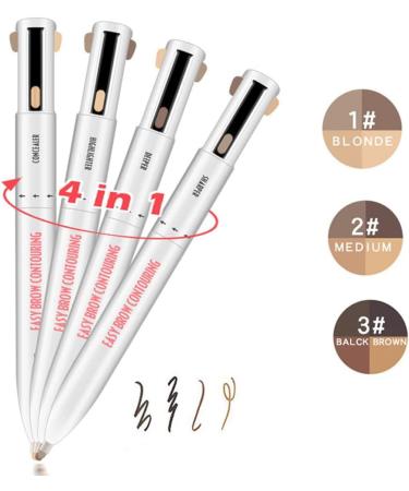 Brow Pen Eyebrow Contour Pen 4 in 1 Long Lasting Rotate Defining Highlighting Brow Pencil Black Brown - Buy Online on SooperMarket.com