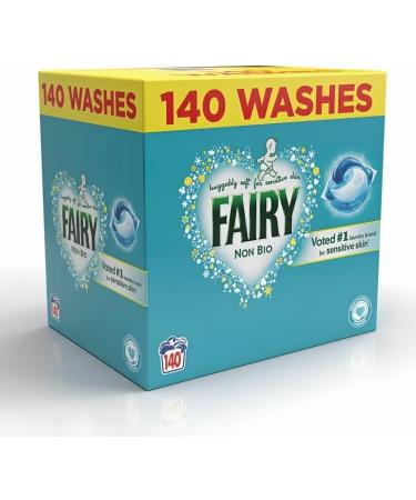 Fairy Non Bio Pods Laundry Detergent Washing Liquid Pods/Capsules 140 Washes (70 X 2) Huggably Soft for Sensitive Skin - Savers Pack
