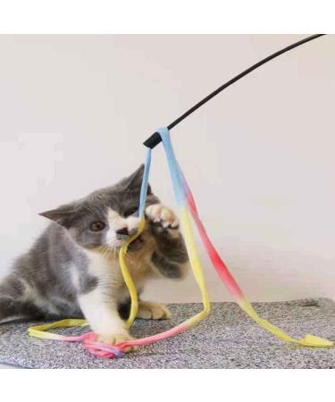 Interactive Cat Rainbow Wand Toys - Colorful Ribbon Charmer for Kittens | Set of 2 - Buy Online on SooperMarket.com