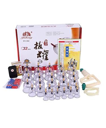 Cupping Therapy Set 32 Therapy Cups Cupping Set with Pump Professional Chinese Acupoint Cupping Therapy Sets Hijama for Cupping Massage Muscle & Joints