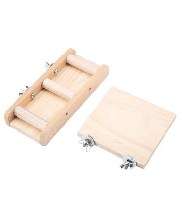 Parrot Hamster Toy Slide Climbing Ladder Two-Piece Springboard Staircase Combination (Ladder + Springboard Set (Log Color))