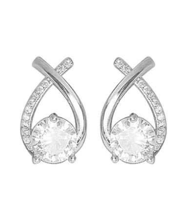 Vintage cross-ear plugs for women and girls Korean style elegant crystal ear jewelry rings gift earrings fishing tail lady silver-colored