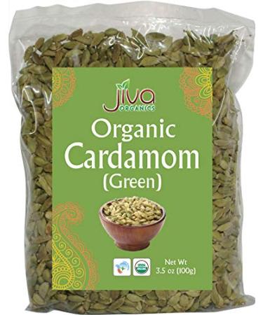 Jiva Organic Green Cardamom Pods Whole - Non-GMO, Premium Quality, Jumbo Size - 3.5 Ounce Bag