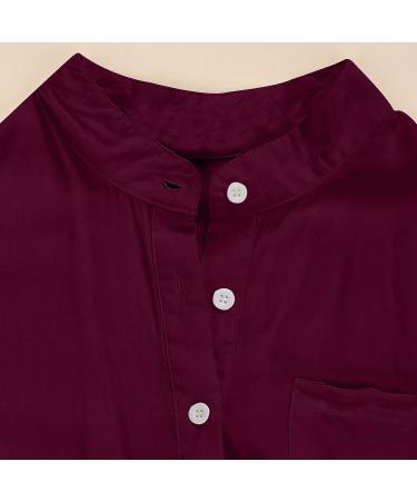 LCZIWO Women's Solid Wine Maxi Dress - Rolled-Up Long Sleeve, Slim Fit Button Up Casual Dress (XX-Large) - Buy Online on SooperMarket.com