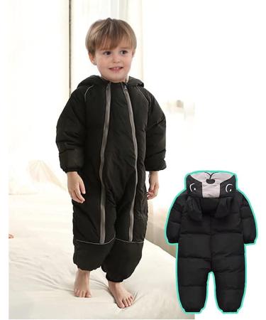 JiAmy Baby Boys' Snowsuit Romper Winter Hooded Jumpsuit | Black | 9-12 Months - Buy Online on SooperMarket.com