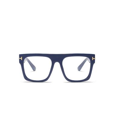 Jurchio Unisex classic glasses for men and women |Space glasses frame in the vintage look |Without strength clear glass glasses glasses with glasses case blue