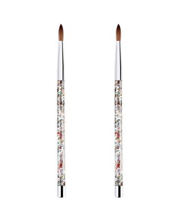 Fivetwofive 2Pc Rose Gold Kolinsky Sable Acrylic Nail Brush with Liquid Flow Glitter Nail Art Brush for Nail Art Tool 10