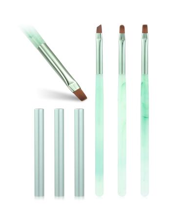 3PCS Nail Clean Up Brushes for OPI Nail Polish Remover Brushes for Cleaning Polish Mistakes on the Cuticles Acetone Resistant Nail Brush for Nail Art and Designs(Jade Green )