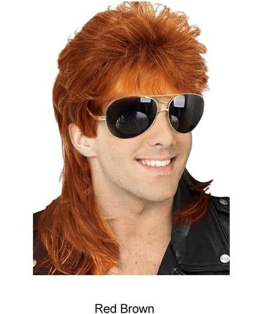 vreplrse Realistic Vintage Wig for Men Comfortable and Durable Materials Fiber Halloween Costume Wig Cover Party Wig Disco Red Brown - Buy Online on SooperMarket.com
