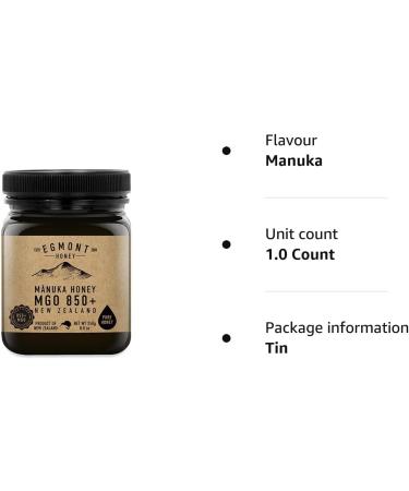 Egmont Honey Manuka Honey 850+ MGO Original from New Zealand | 100% Pure & Certified (250 gr) - Buy Online on SooperMarket.com