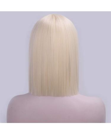 HBINGBING 12 inch Short Straight Synthetic Wigs Blonde Bob Wig With Bangs Heat Resistant Fiber Hair for Women 4 Colors Available 613