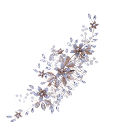 BELLIFFY Headgear Bride Wedding Hair Comb Bridal Flower Hair Comb Wedding Headdress Wedding Pearl Hair Comb Bridal Headpieces for Wedding Bridal Hair Accessories Wedding Hair Accessories