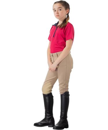 Horze Kids' Short Sleeved Equestrian Sun Shirt - Pink/Peacoat Dark Blue - XL (EU 158-164) | Moisture-Wicking, UV Protection, Mesh Under-Sleeves - Buy Online on SooperMarket.com