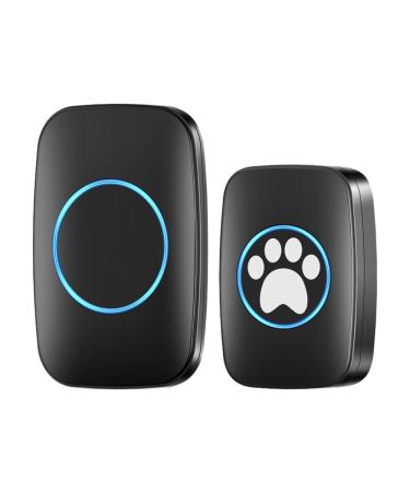 Wireless touches litter bells/dog ring buzzer intelligent LED flash for dogs for dogs waterproof door bell with 300 m range 60 ringtones and 5 steps Adjustable volume black 1 transmitter +1 receiver
