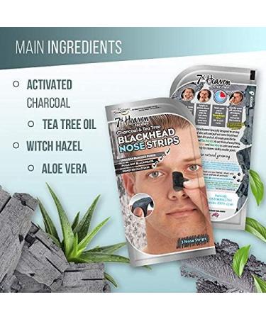7th Heaven Men's Nose Strips with Charcoal and Tea Tree to Unclog Blocked Pores Pull Out Blackheads & Remove Dead Skin Black 3 Count - Buy Online on SooperMarket.com
