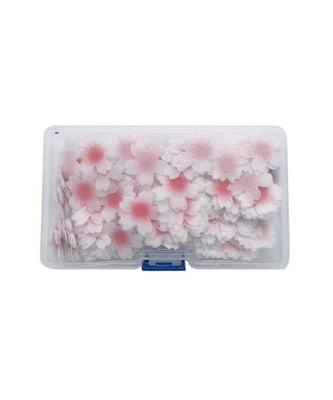 Hpory Edible Flower Cupcake Toppers 100 Pcs Cherry Blossoms Cake Topper Glutinous Rice Paper Happy Birthday Cake Toppers Flowers Cake Decorations for Birthday Wedding Celebration Party