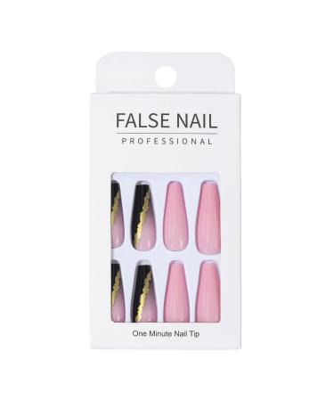 Brishow French Press-On Nails - Long Ballerina Acrylic with Gold Glitter 24-Piece Set for Women & Girls - Buy Online on SooperMarket.com